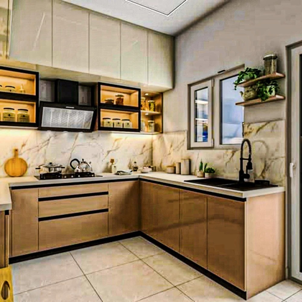 Golden Walnut Luxury Kitchen