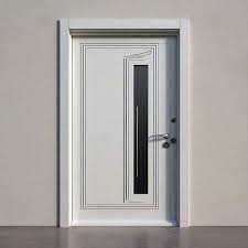 Steel Door - White with Glass Strip